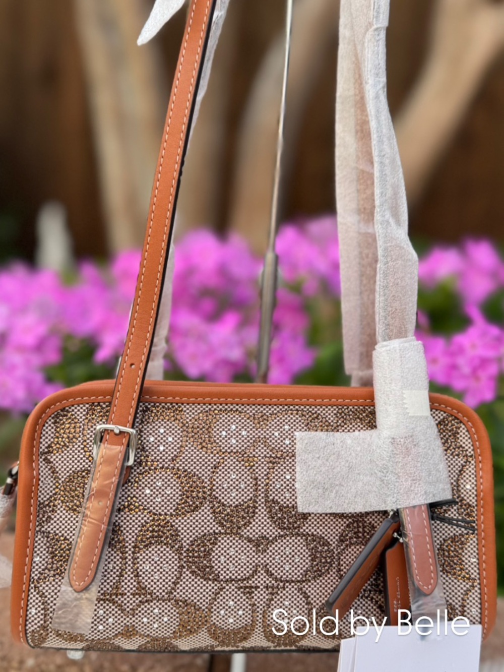 NWT Coach Swing Zip Bag 20 In Crystal Signature Jacquard